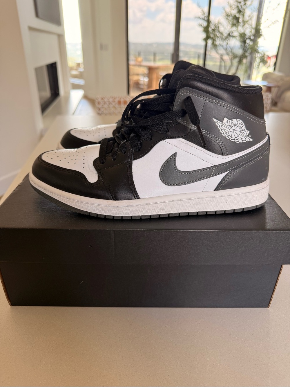 Nike Air Jordan 1 Mid Black/White Men’s Basketball Shoes High Top 8